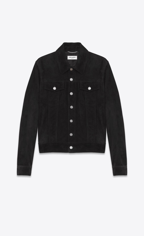 SAINT LAURENT レザージャケット メンズ ジーンズジャケット(ブラック/スエード) a_V4